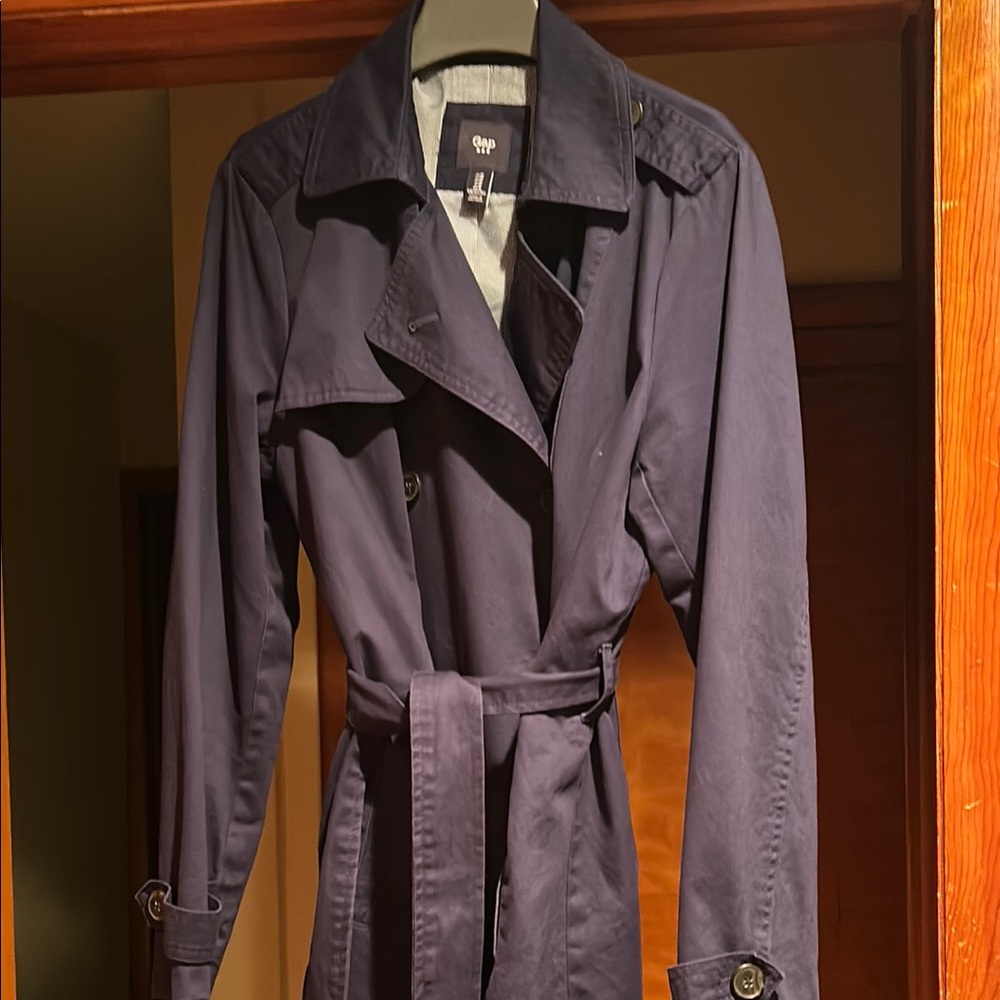 GAP Navy Trench Coat Classic Double-Breasted Design